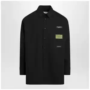 MM6 Maison Margiela Black wool-blend shirt with label details