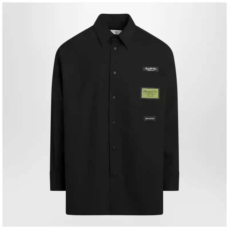 MM6 Maison Margiela Black wool-blend shirt with label details