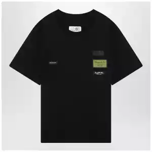 MM6 Maison Margiela Black cotton T-shirt with label details