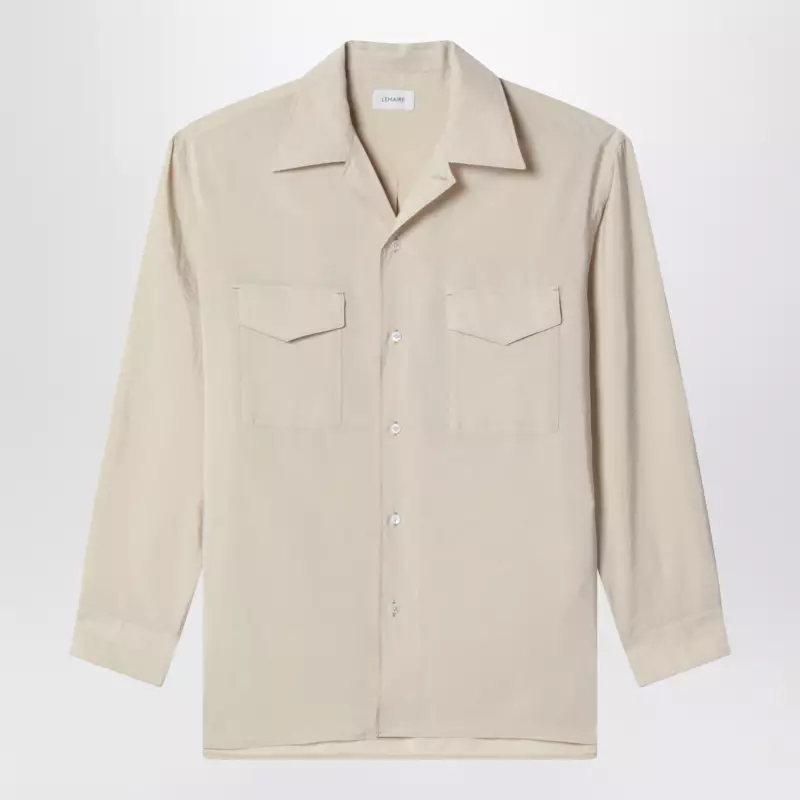 LEMAIRE Light beige smooth silk-blend shirt