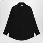LEMAIRE Long-sleeve shirt with chest pockets in black cotton