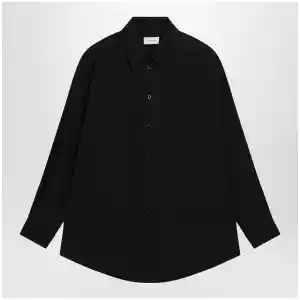 LEMAIRE Long-sleeve shirt with chest pockets in black cotton