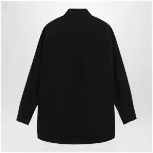 LEMAIRE Long-sleeve shirt with chest pockets in black cotton