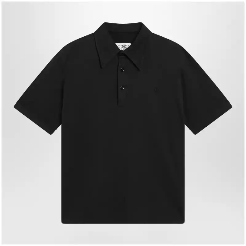 MM6 Maison Margiela Black cotton polo shirt