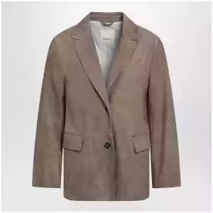 S Max Mara Single-breasted hazelnut suede jacket