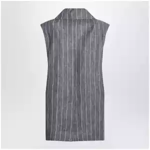 S Max Mara Double-Breasted Pinstripe Linen Vest