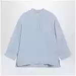 S Max Mara Light blue pure linen mandarin-collar shirt