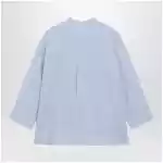 S Max Mara Light blue pure linen mandarin-collar shirt