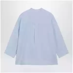 S Max Mara Light blue pure linen mandarin-collar shirt