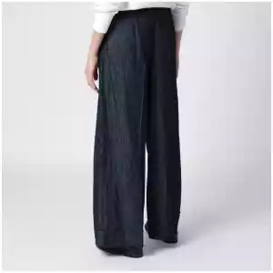 S Max Mara Straight navy blue cotton and linen denim trousers