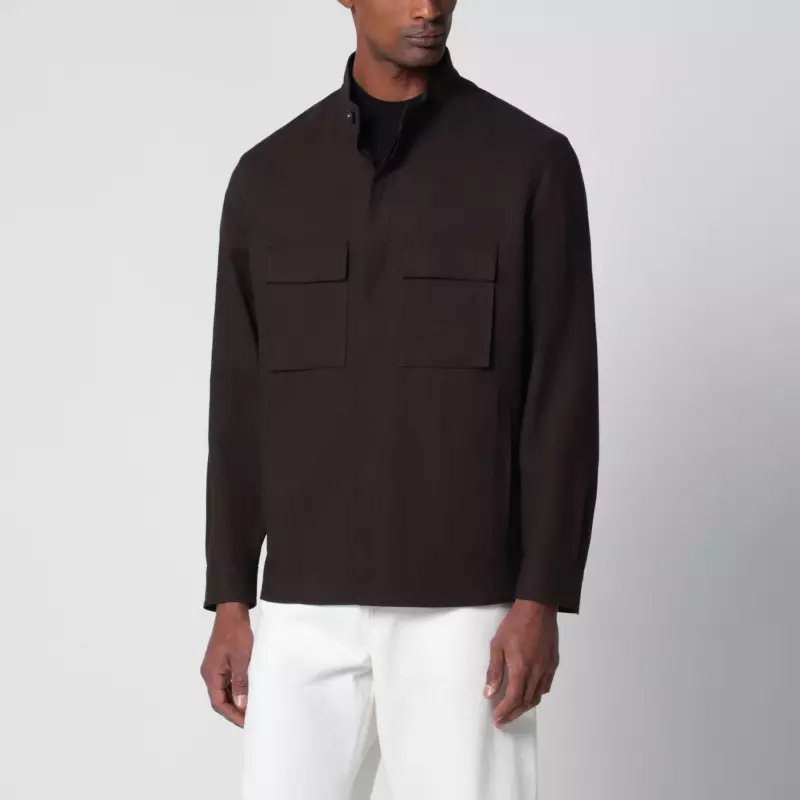 ZEGNA Brown linen overshirt
