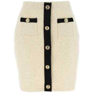 Self-Portrait Cream Sequin Knit Mini Skirt