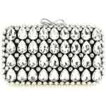 Self-Portrait Black Satin Crystal Clutch