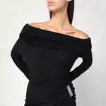 THE ANDAMANE Black Zoe off-the-shoulder top