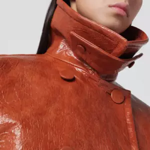 THE ANDAMANE Tan leather-effect belted jacket