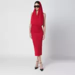 THE ANDAMANE Red Annie hooded midi dress