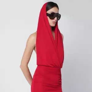 THE ANDAMANE Red Annie hooded midi dress
