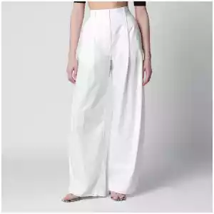 TheLatest Axel pleated wide-leg cotton trousers in white