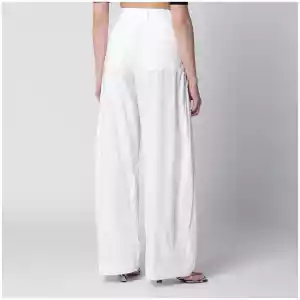 TheLatest Axel pleated wide-leg cotton trousers in white
