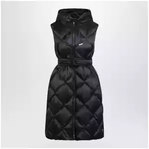 Max Mara The Cube Black belted sleeveless down jacket