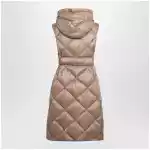 Max Mara The Cube Camel belted sleeveless down jacket