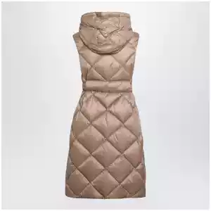 Max Mara The Cube Camel belted sleeveless down jacket