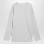 LEMAIRE Chalk-colored cotton and silk interlock T-shirt
