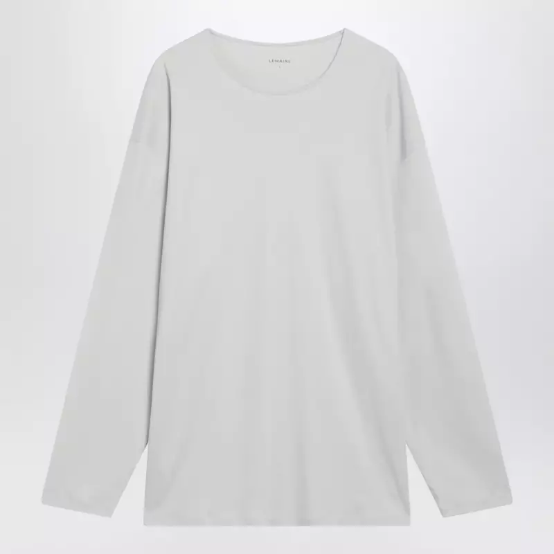 LEMAIRE Chalk-colored cotton and silk interlock T-shirt