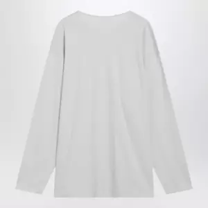 LEMAIRE Chalk-colored cotton and silk interlock T-shirt