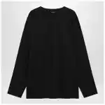 LEMAIRE Black cotton and silk interlock T-shirt