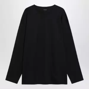 LEMAIRE Black cotton and silk interlock T-shirt
