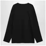 LEMAIRE Black cotton and silk interlock T-shirt