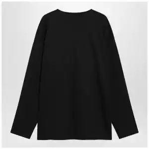 LEMAIRE Black cotton and silk interlock T-shirt