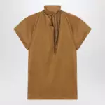 LEMAIRE Cinnamon-brown T-shirt with scarf detail