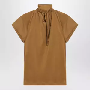 LEMAIRE Cinnamon-brown T-shirt with scarf detail