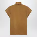 LEMAIRE Cinnamon-brown T-shirt with scarf detail