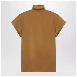 LEMAIRE Cinnamon-brown T-shirt with scarf detail