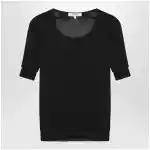 LEMAIRE Midnight blue trompe-l'oeil top in viscose and silk