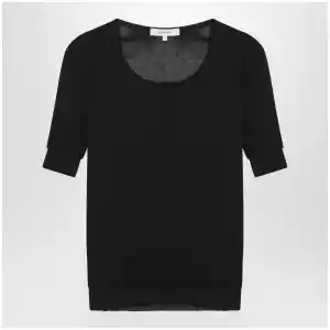 LEMAIRE Midnight blue trompe-l'oeil top in viscose and silk