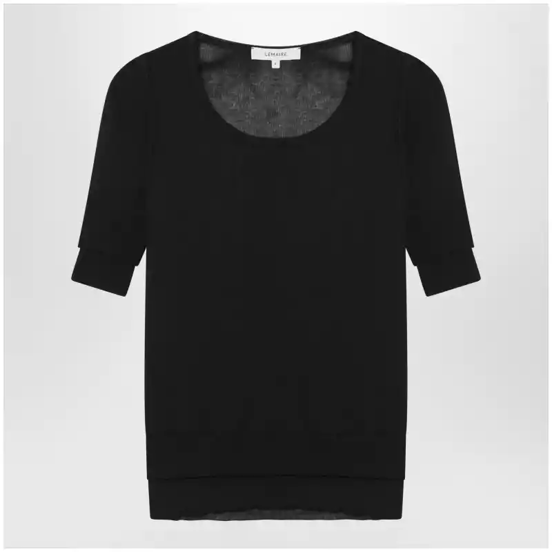 LEMAIRE Midnight blue trompe-l'oeil top in viscose and silk