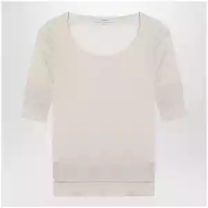 LEMAIRE Light beige trompe-l'oeil top in viscose and silk