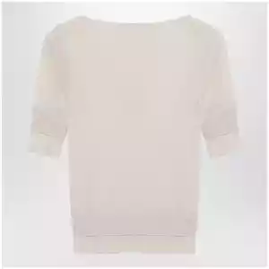 LEMAIRE Light beige trompe-l'oeil top in viscose and silk