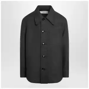 Ami Paris Anthracite grey wool shirt with pockets