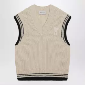 Ami Paris Ami De Coeur cream gilet