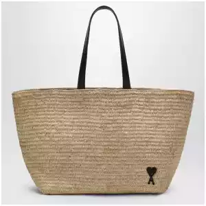 Ami Paris Ami de Coeur tote bag in raffia