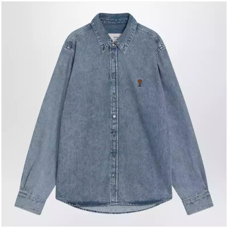 USH786DE0056_S_AMI-480.x Ami Paris Blue denim Ami De Coeur shirt