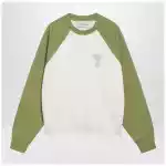 Ami Paris White and matcha green Ami De Coeur sweatshirt