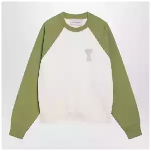 Ami Paris White and matcha green Ami De Coeur sweatshirt