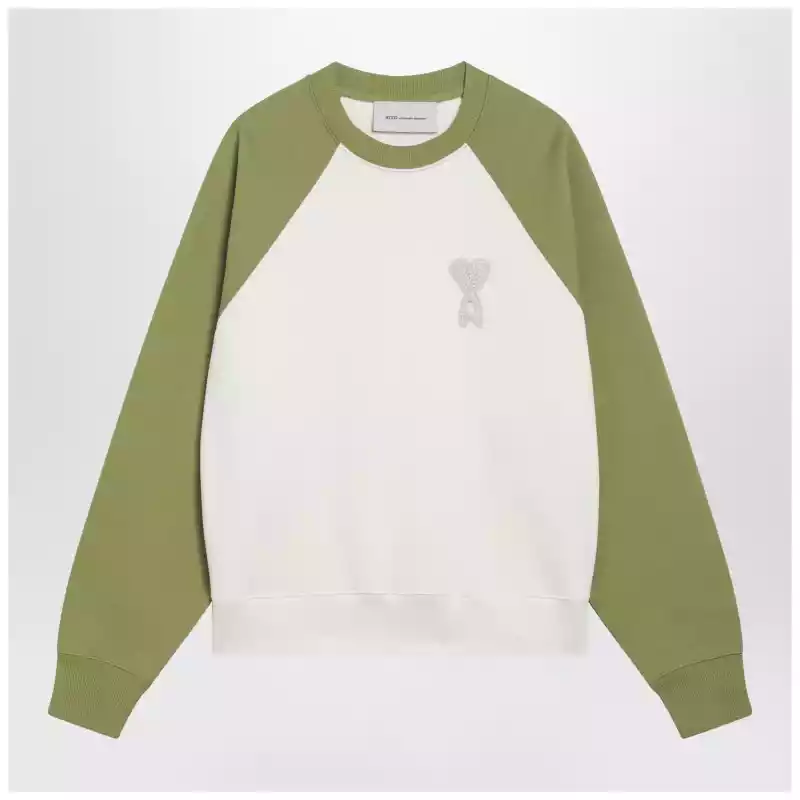 Ami Paris White and matcha green Ami De Coeur sweatshirt