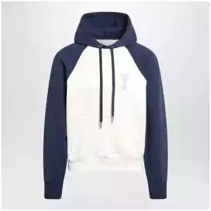 Ami Paris Ami De Coeur hoodie in cream/blue
